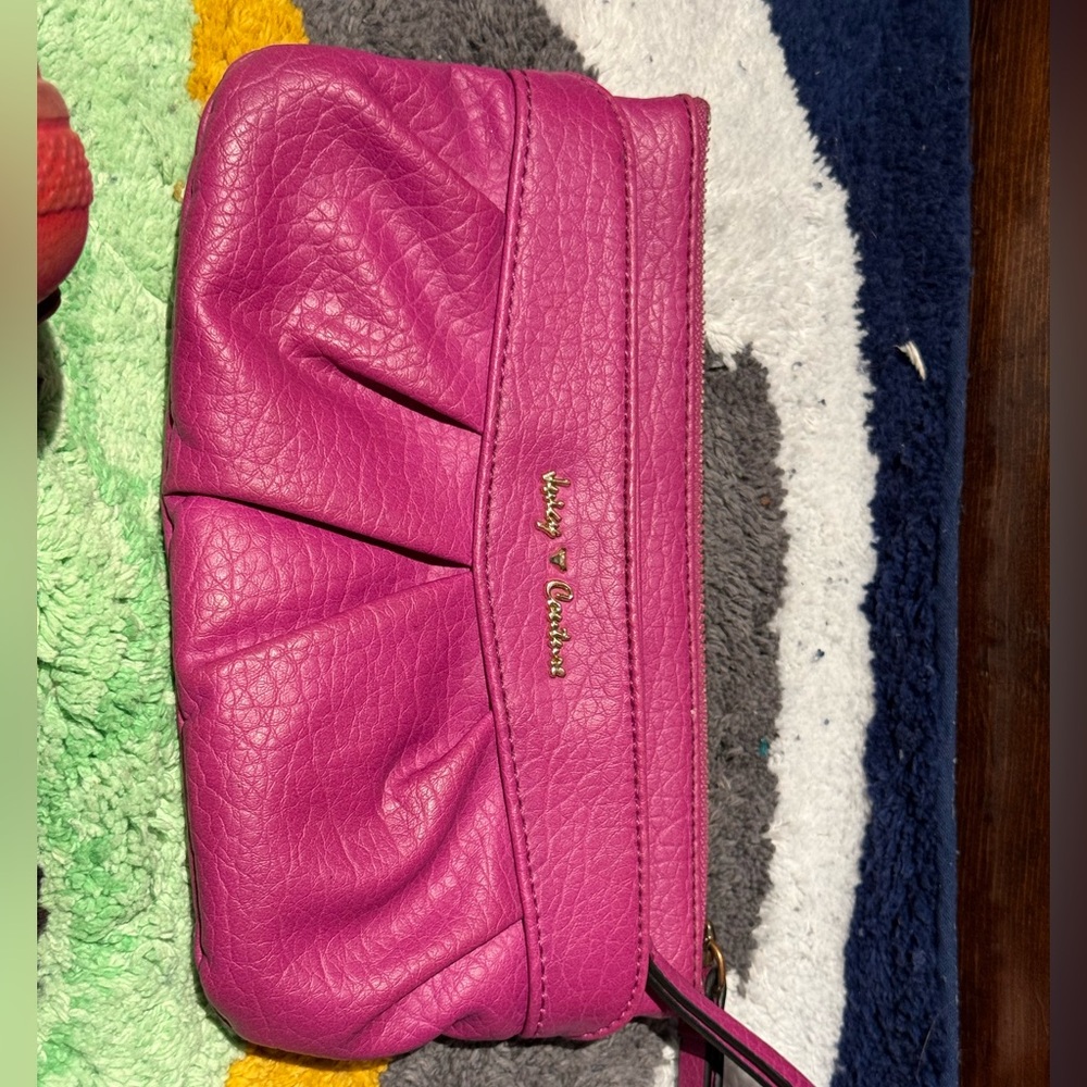 Vintage y2k Juicy Couture Hot Pink Pleated Wristlet Clutch
